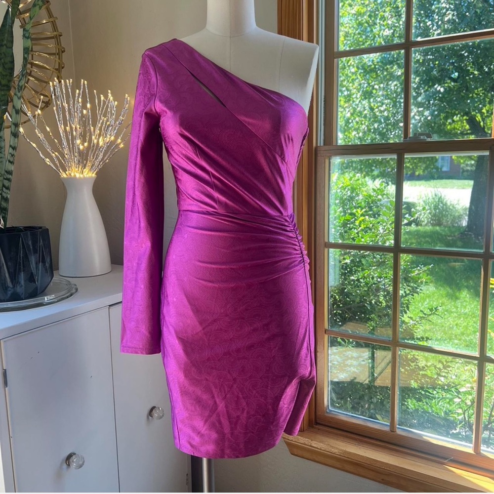 NWOT City Studio One-Shoulder Fuchsia Dress